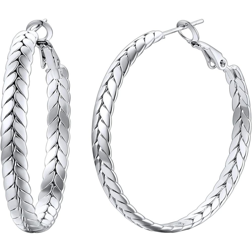 imageChainsHouse Hypoallergenic Hoop Earrings For Women 316L Stainless SteelBlack18K Real Gold Plated Minimalist Jewelry Round Tube Hoops Fits Sensitive Ears 30mm 40mm 60mm 80mm with Gift BoxJ stainlesswheat