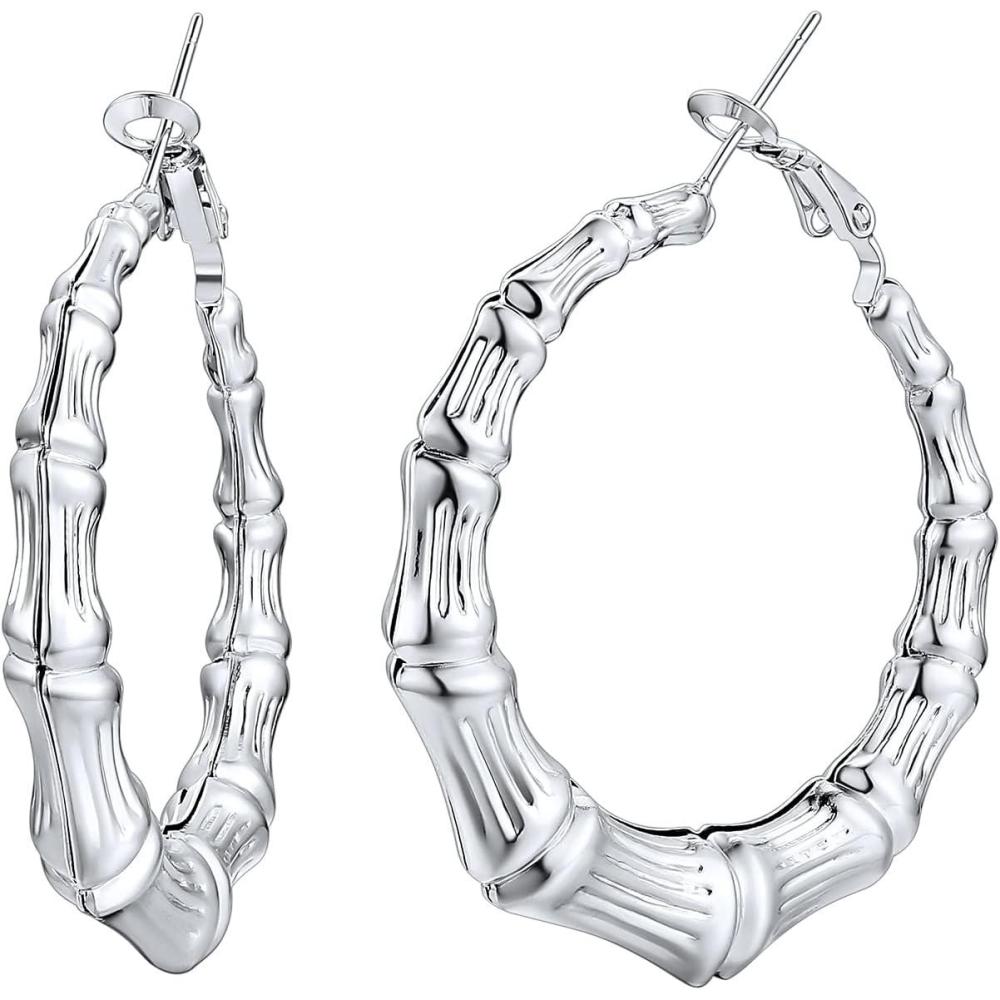 imageChainsHouse Hypoallergenic Hoop Earrings For Women 316L Stainless SteelBlack18K Real Gold Plated Minimalist Jewelry Round Tube Hoops Fits Sensitive Ears 30mm 40mm 60mm 80mm with Gift BoxK stainlessbamboo