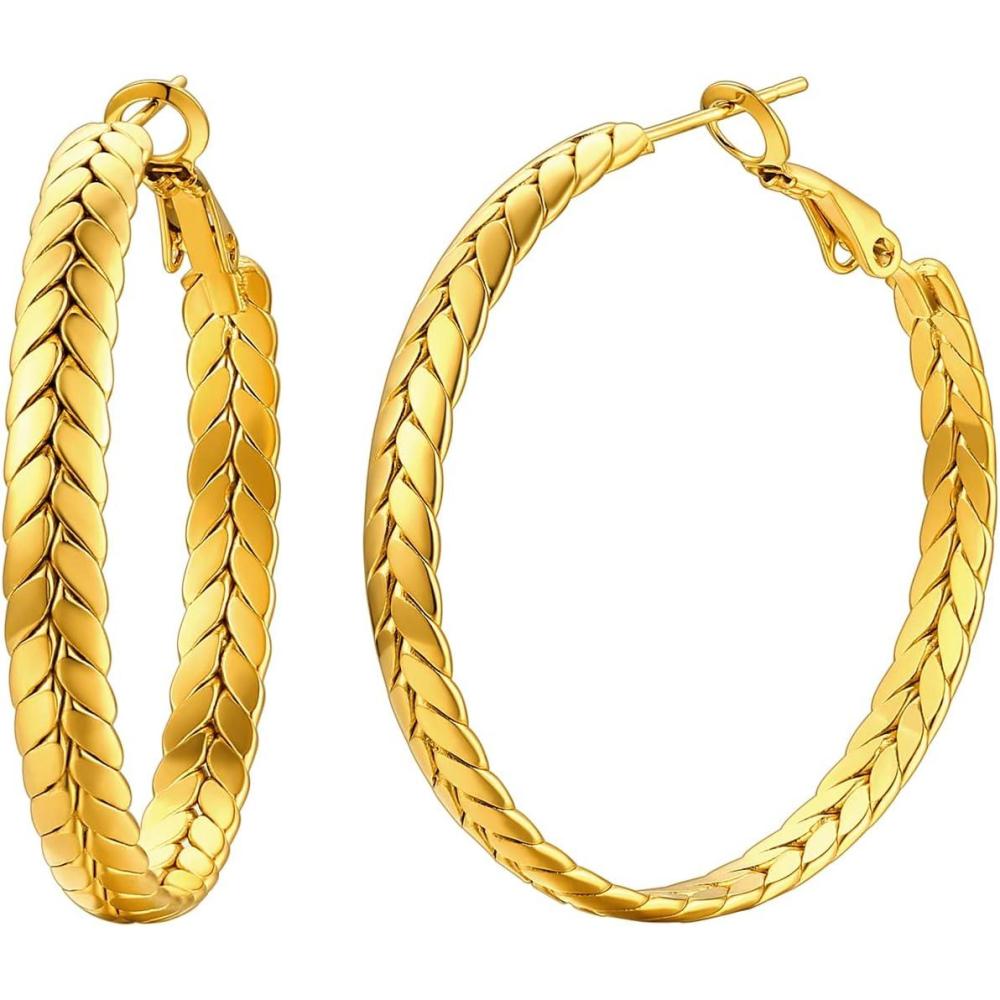 imageChainsHouse Hypoallergenic Hoop Earrings For Women 316L Stainless SteelBlack18K Real Gold Plated Minimalist Jewelry Round Tube Hoops Fits Sensitive Ears 30mm 40mm 60mm 80mm with Gift BoxP goldwheat