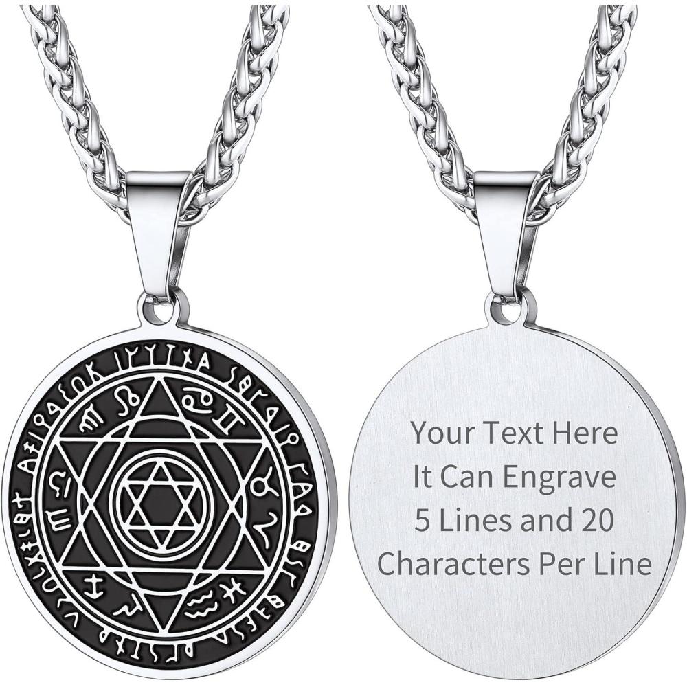imageChainsHouse Magen Star of David Necklace for Men Women Stainless Steel18K Gold Plated HexagramDog Tag Pendant Jewish Israel Jewelry03SteelRound Star