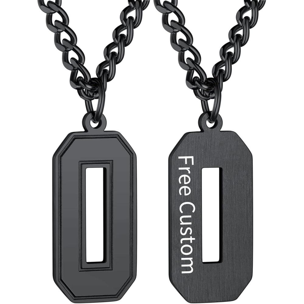 imageChainsHouse Men 09 Jersey Number Necklace Custom Necklace BaseballBasketballFootball with Number Personalized Number Pendant Stainless Steel Chain Sports Necklaces for Men Women with Gift BoxNumber 0Black