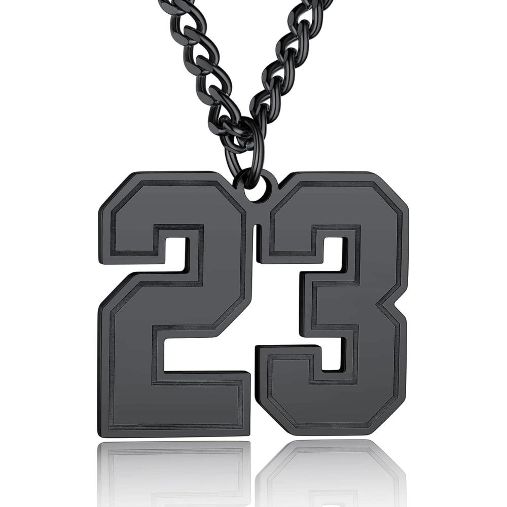 imageChainsHouse Men 09 Jersey Number Necklace Custom Necklace BaseballBasketballFootball with Number Personalized Number Pendant Stainless Steel Chain Sports Necklaces for Men Women with Gift Box0199 Number CustomBlack