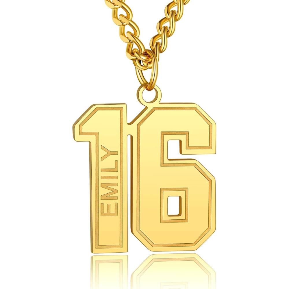 imageChainsHouse Men 09 Jersey Number Necklace Custom Necklace BaseballBasketballFootball with Number Personalized Number Pendant Stainless Steel Chain Sports Necklaces for Men Women with Gift Box0199 Number Name CustomGold