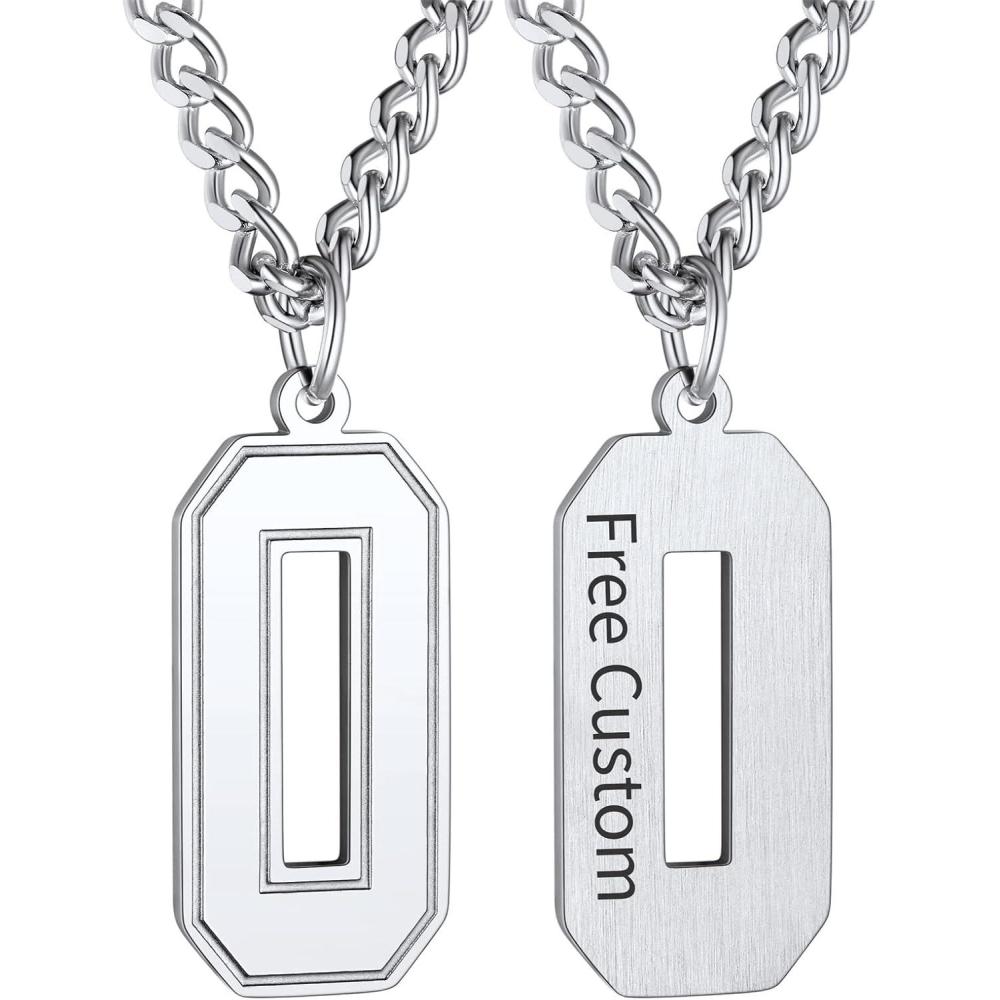 imageChainsHouse Men 09 Jersey Number Necklace Custom Necklace BaseballBasketballFootball with Number Personalized Number Pendant Stainless Steel Chain Sports Necklaces for Men Women with Gift BoxNumber 0Steel
