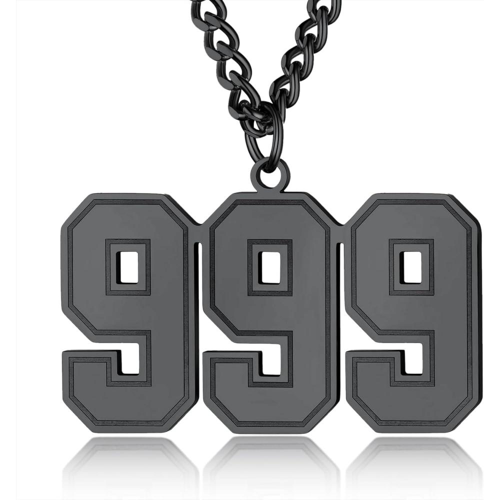 imageChainsHouse Men 09 Jersey Number Necklace Custom Necklace BaseballBasketballFootball with Number Personalized Number Pendant Stainless Steel Chain Sports Necklaces for Men Women with Gift Box001999 Number CustomBlack