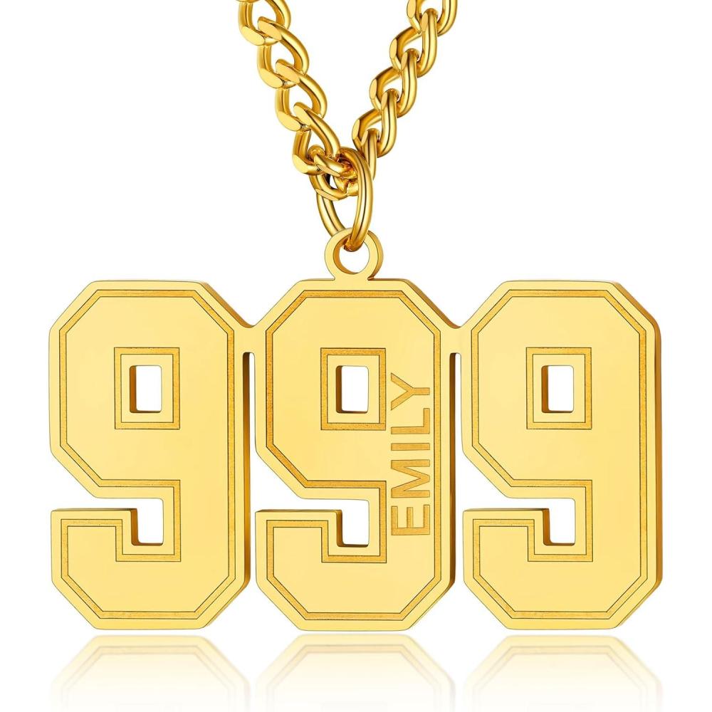 imageChainsHouse Men 09 Jersey Number Necklace Custom Necklace BaseballBasketballFootball with Number Personalized Number Pendant Stainless Steel Chain Sports Necklaces for Men Women with Gift Box001999 Number  Name CustomGold