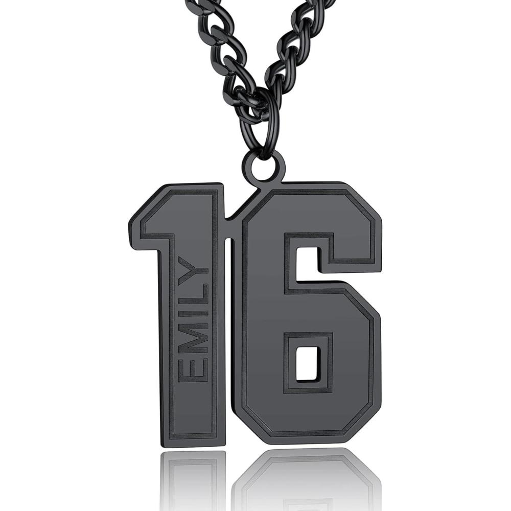 imageChainsHouse Men 09 Jersey Number Necklace Custom Necklace BaseballBasketballFootball with Number Personalized Number Pendant Stainless Steel Chain Sports Necklaces for Men Women with Gift Box0199 Number Name CustomBlack