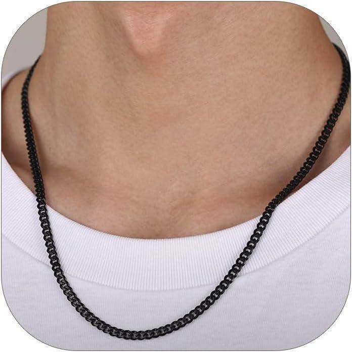 imageChainsHouse Miami Cuban Chain Necklace for Men Women 3mm6mm9mm12mm Width 316L Stainless Steel14K GoldBlack Plated Hypoallergenic Mens Hip Hop Chain 14quot18quot20quot22quot24quot26quot28quot30quotH 3mmblack