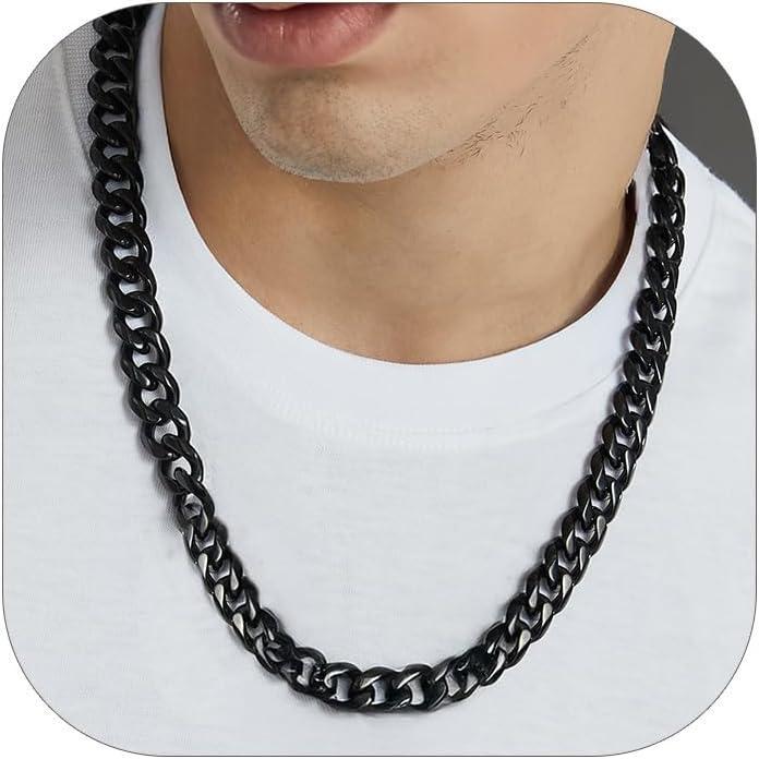 imageChainsHouse Miami Cuban Chain Necklace for Men Women 3mm6mm9mm12mm Width 316L Stainless Steel14K GoldBlack Plated Hypoallergenic Mens Hip Hop Chain 14quot18quot20quot22quot24quot26quot28quot30quotK 12mmblack