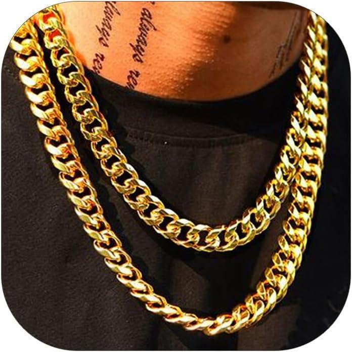 imageChainsHouse Miami Cuban Chain Necklace for Men Women 3mm6mm9mm12mm Width 316L Stainless Steel14K GoldBlack Plated Hypoallergenic Mens Hip Hop Chain 14quot18quot20quot22quot24quot26quot28quot30quotG 12mmgold