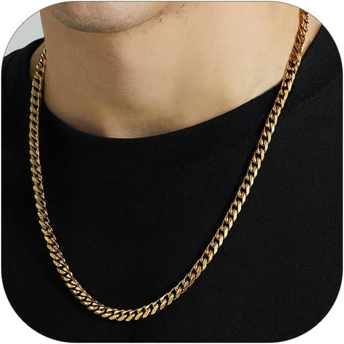 imageChainsHouse Miami Cuban Chain Necklace for Men Women 3mm6mm9mm12mm Width 316L Stainless Steel14K GoldBlack Plated Hypoallergenic Mens Hip Hop Chain 14quot18quot20quot22quot24quot26quot28quot30quotE 6mmgold