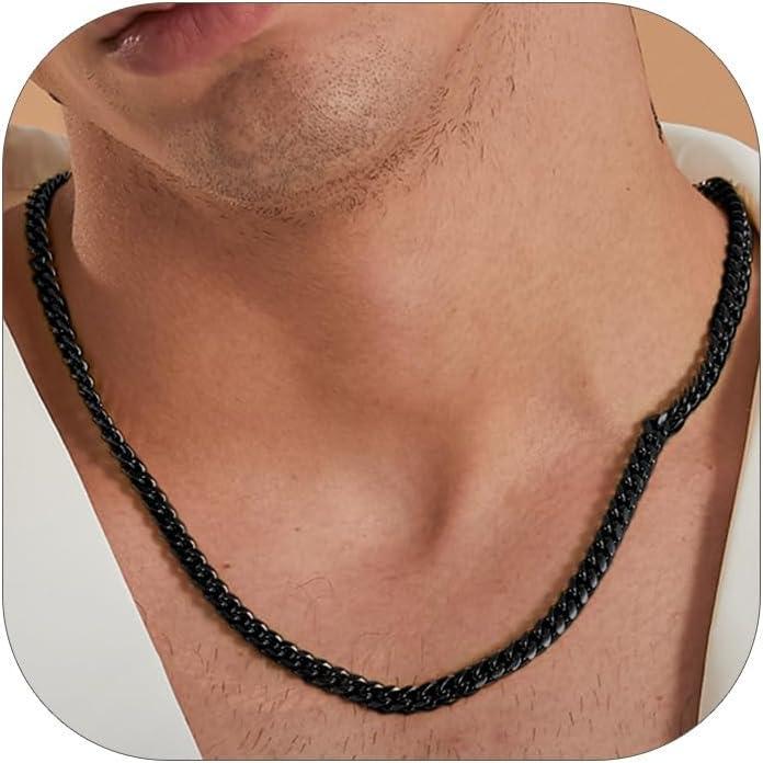 imageChainsHouse Miami Cuban Chain Necklace for Men Women 3mm6mm9mm12mm Width 316L Stainless Steel14K GoldBlack Plated Hypoallergenic Mens Hip Hop Chain 14quot18quot20quot22quot24quot26quot28quot30quotI 6mmblack