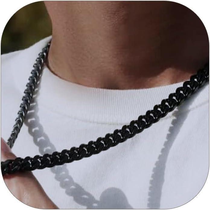 imageChainsHouse Miami Cuban Chain Necklace for Men Women 3mm6mm9mm12mm Width 316L Stainless Steel14K GoldBlack Plated Hypoallergenic Mens Hip Hop Chain 14quot18quot20quot22quot24quot26quot28quot30quotJ 9mmblack