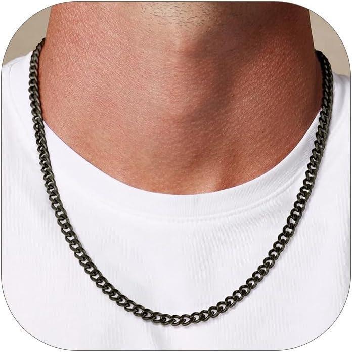 imageChainsHouse Miami Cuban Link Chain Necklace for Men 48mm6mm10mm14mm Width 14K Gold PlatedStainless SteelBlack Mens Chunky Hip Hop Necklace Curb Chains 14quot30quot Length Come Gift BoxG black48mm