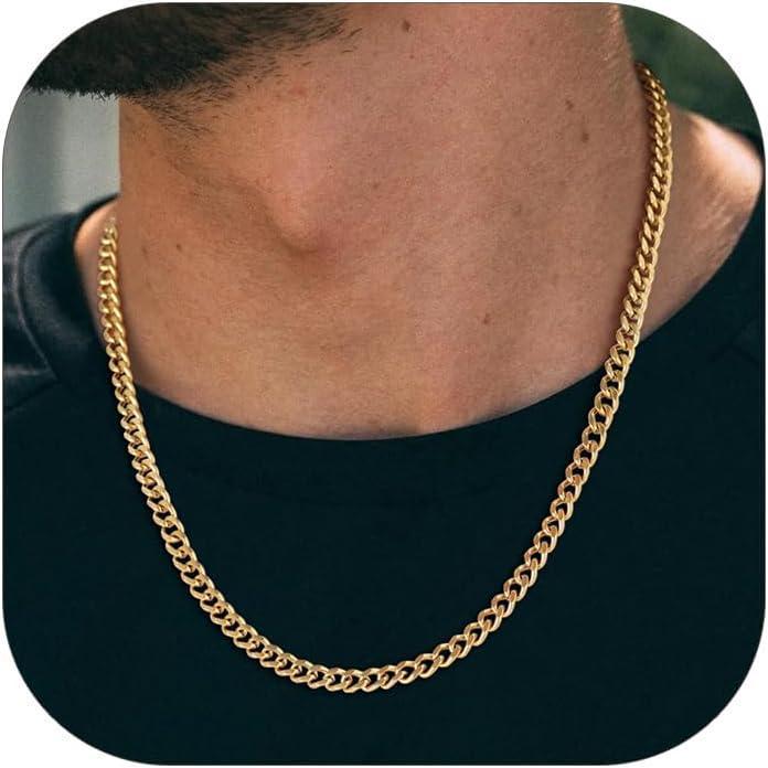 imageChainsHouse Miami Cuban Link Chain Necklace for Men 48mm6mm10mm14mm Width 14K Gold PlatedStainless SteelBlack Mens Chunky Hip Hop Necklace Curb Chains 14quot30quot Length Come Gift BoxD gold48mm