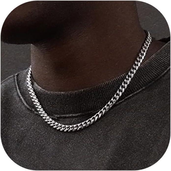 imageChainsHouse Miami Cuban Link Chain Necklace for Men 48mm6mm10mm14mm Width 14K Gold PlatedStainless SteelBlack Mens Chunky Hip Hop Necklace Curb Chains 14quot30quot Length Come Gift BoxA stainless6mm
