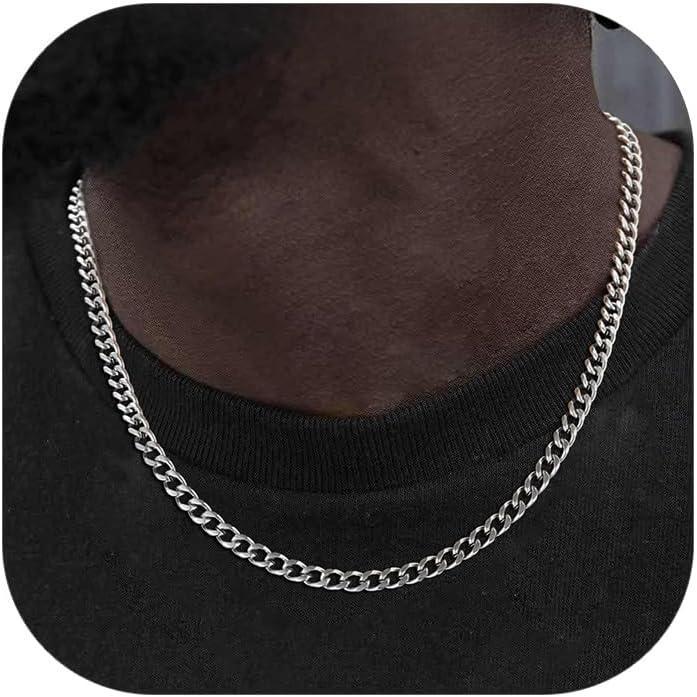 imageChainsHouse Miami Cuban Link Chain Necklace for Men 48mm6mm10mm14mm Width 14K Gold PlatedStainless SteelBlack Mens Chunky Hip Hop Necklace Curb Chains 14quot30quot Length Come Gift BoxA stainless48mm