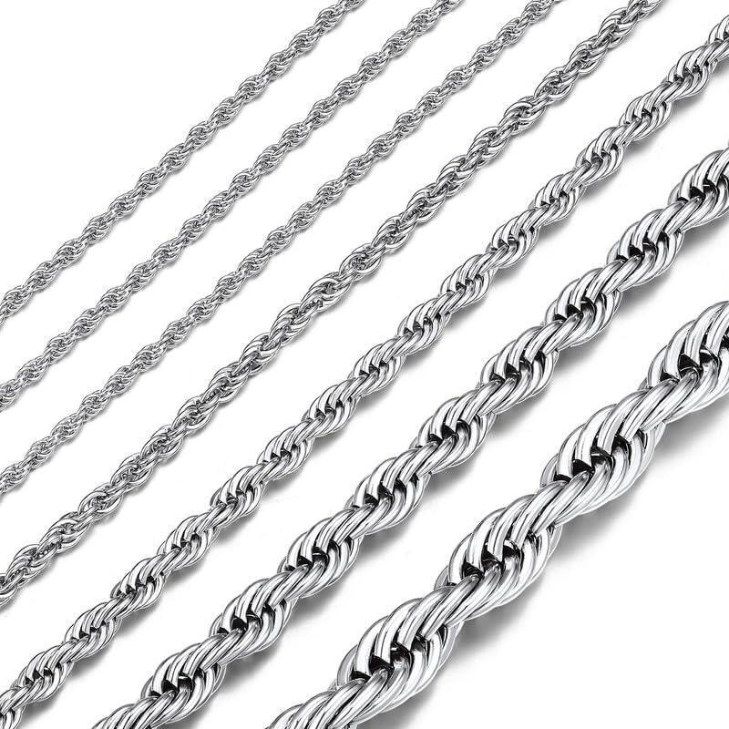 imageChainsHouse Rope Chain for Men Women Stainless Steel Twisted Chain Necklace 15mm2mm3mm38mm6mm Width Black14K Gold Mens Rope Chains Jewelry 16quot30quot Send Gift Boxa 6mm widthsteel