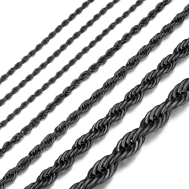 imageChainsHouse Rope Chain for Men Women Stainless Steel Twisted Chain Necklace 15mm2mm3mm38mm6mm Width Black14K Gold Mens Rope Chains Jewelry 16quot30quot Send Gift Boxc 15mm widthblack