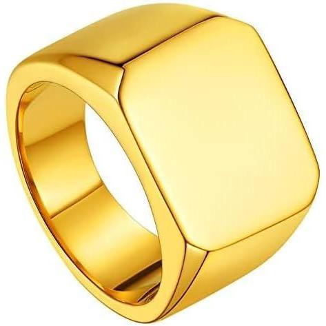 imageChainsHouse Screw Band Biker Ring for Men Women Black Metal18K Gold Plated Stainless Steel Jewelry Hexagon Geometric Ring Size 714with Gift BoxfSquare Blank  Gold