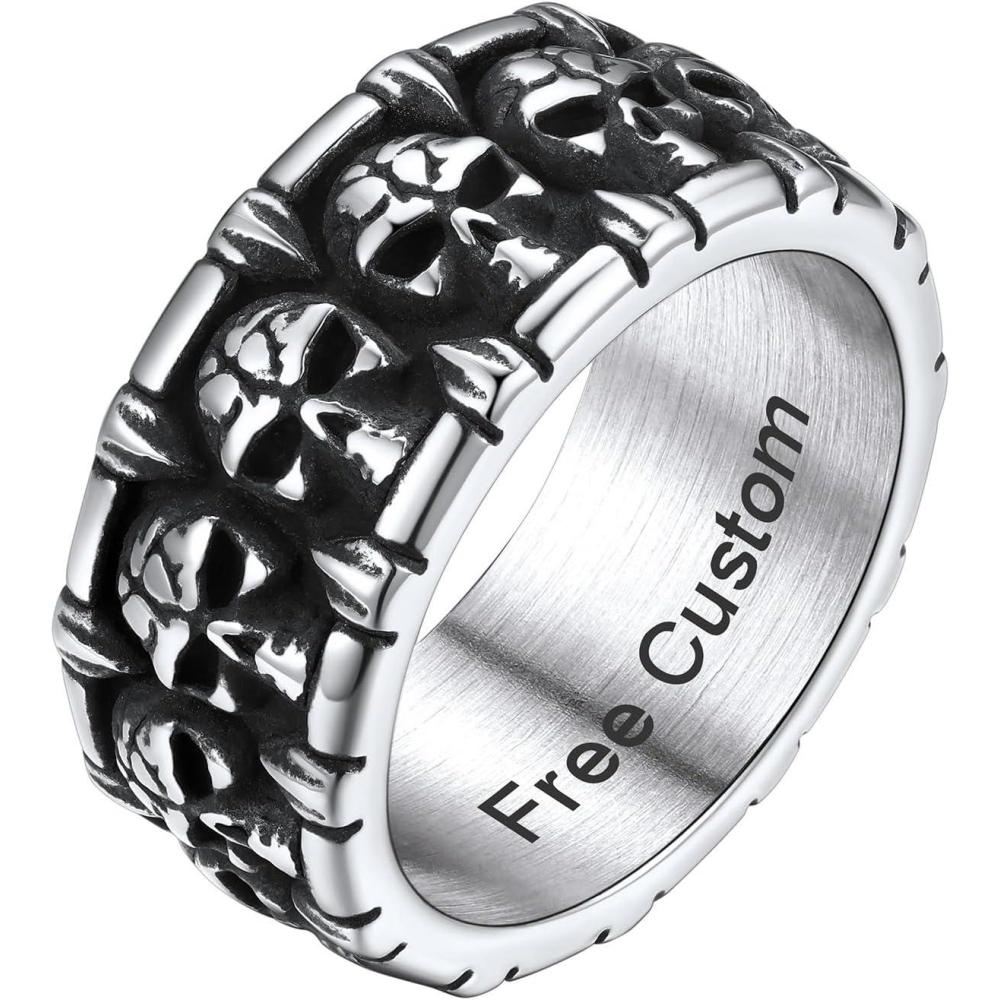imageChainsHouse Skull Rings for Men Stainless SteelBlack Plated Gothic Rings Skeleton Cocktail Party Biker Ring Offer Custom Service Size 714 Send Gift BoxA EngravestainlessCustom