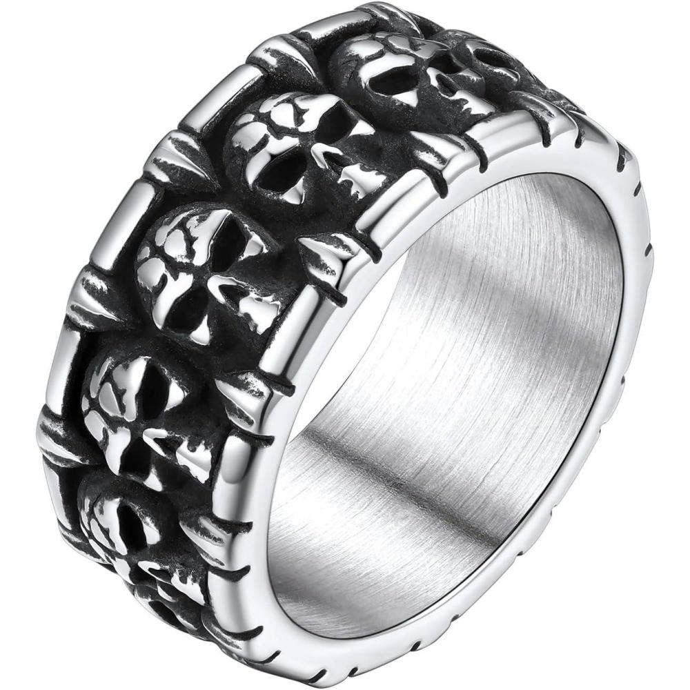 imageChainsHouse Skull Rings for Men Stainless SteelBlack Plated Gothic Rings Skeleton Cocktail Party Biker Ring Offer Custom Service Size 714 Send Gift BoxA stainlessNo Custom