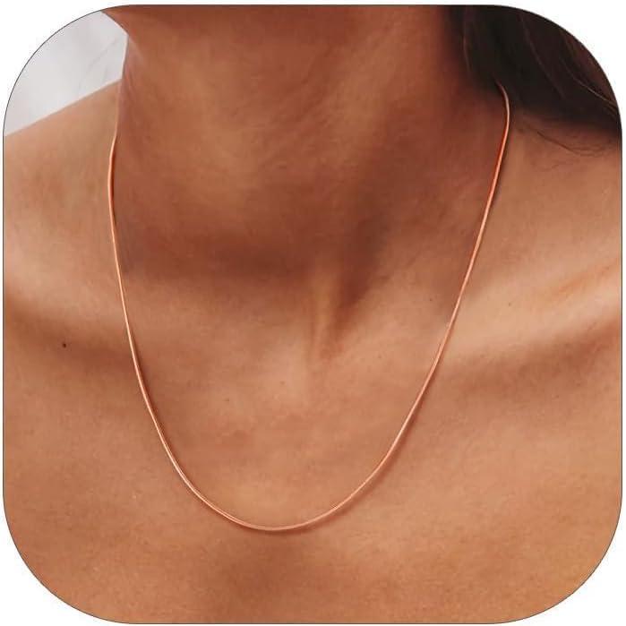 imageChainsHouse Snake Chain Necklace for Women 12mm 1430quot Adjustable with 5cm Extender for Pendants Lockets Rose GoldStainless SteelBlack14K Gold Hypoallergenic Dainty Jewelry GiftA Rose Gold