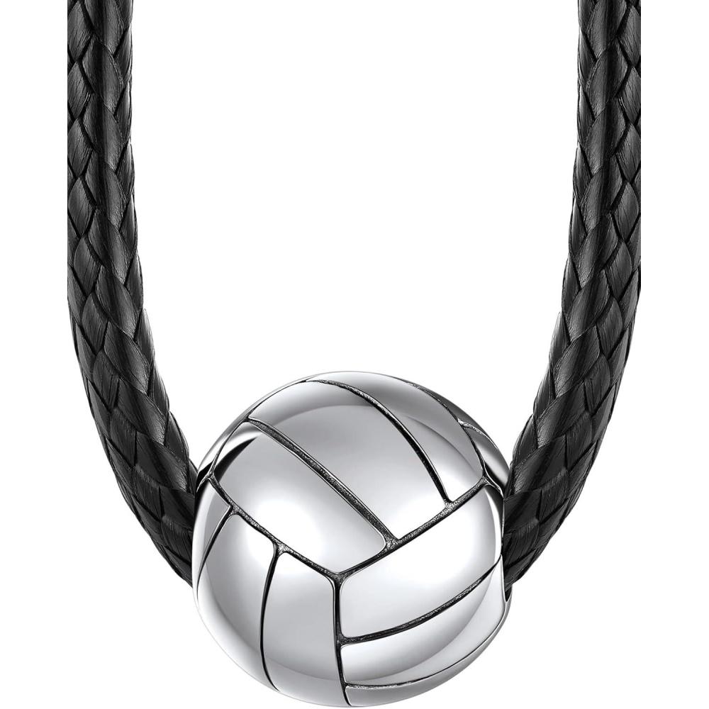 imageChainsHouse Sports FootballBasketballVolleyballBaseballRugby Necklace for Men Women GoldBlackSolid Stainless Steel 3D Ball Sport Necklaces Charm Pendants Sports Fan Ball Jewelry Gifts05 VolleyballStainless Steel