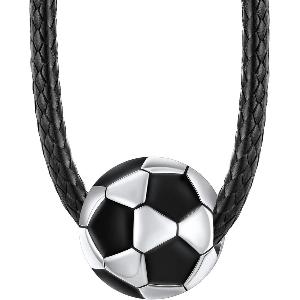 imageChainsHouse Sports FootballBasketballVolleyballBaseballRugby Necklace for Men Women GoldBlackSolid Stainless Steel 3D Ball Sport Necklaces Charm Pendants Sports Fan Ball Jewelry Gifts02 FootballlStainless Steel