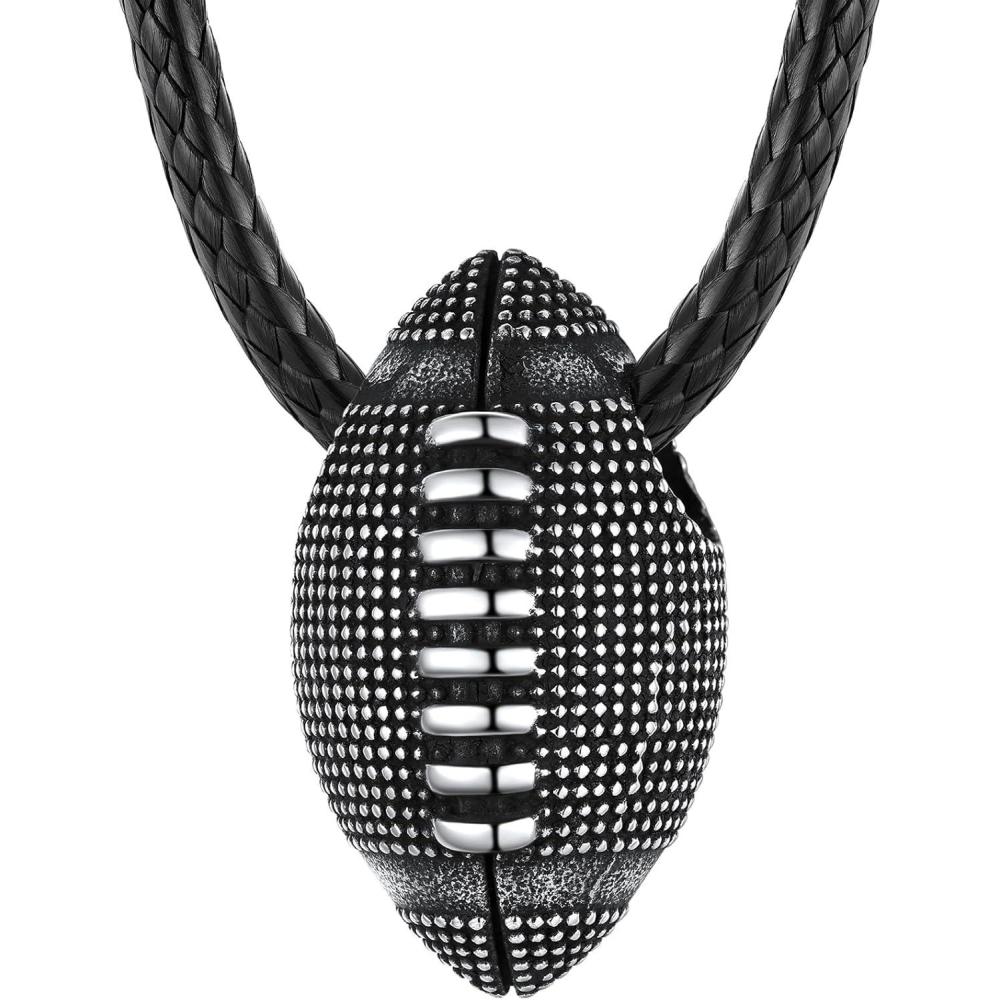 imageChainsHouse Sports FootballBasketballVolleyballBaseballRugby Necklace for Men Women GoldBlackSolid Stainless Steel 3D Ball Sport Necklaces Charm Pendants Sports Fan Ball Jewelry Gifts01 Rugby BallStainless Steel