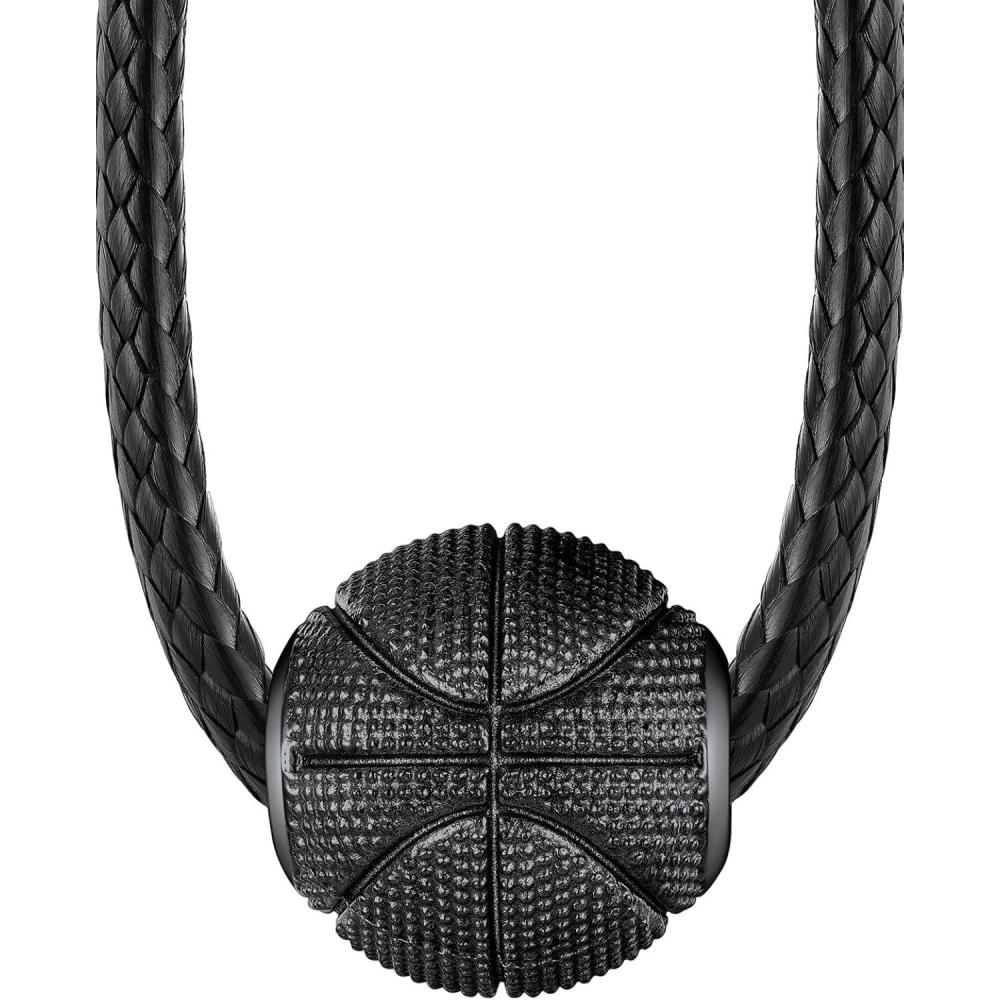 imageChainsHouse Sports FootballBasketballVolleyballBaseballRugby Necklace for Men Women GoldBlackSolid Stainless Steel 3D Ball Sport Necklaces Charm Pendants Sports Fan Ball Jewelry Gifts03 BasketballBlack