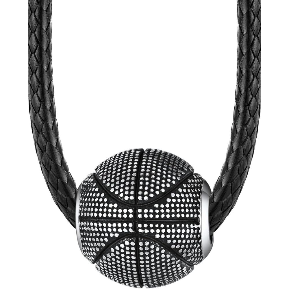 imageChainsHouse Sports FootballBasketballVolleyballBaseballRugby Necklace for Men Women GoldBlackSolid Stainless Steel 3D Ball Sport Necklaces Charm Pendants Sports Fan Ball Jewelry Gifts03 BasketballStainless Steel