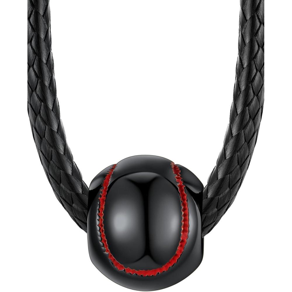 imageChainsHouse Sports FootballBasketballVolleyballBaseballRugby Necklace for Men Women GoldBlackSolid Stainless Steel 3D Ball Sport Necklaces Charm Pendants Sports Fan Ball Jewelry Gifts04 BaseballBlack