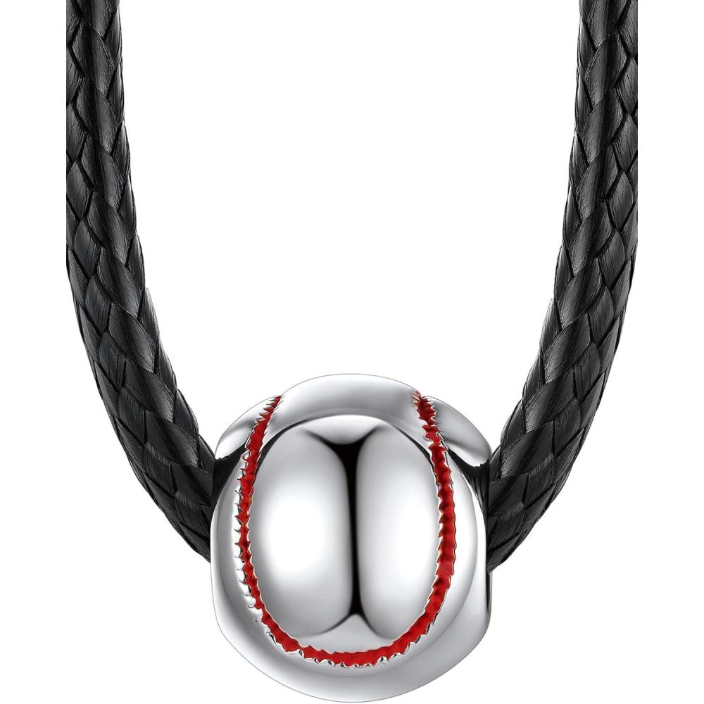 imageChainsHouse Sports FootballBasketballVolleyballBaseballRugby Necklace for Men Women GoldBlackSolid Stainless Steel 3D Ball Sport Necklaces Charm Pendants Sports Fan Ball Jewelry Gifts04 BaseballStainless Steel