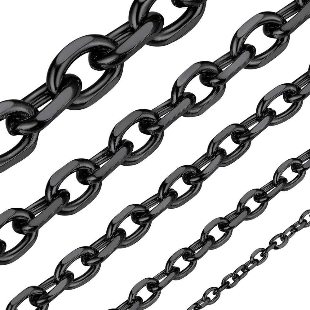 imageChainsHouse Stainless Steel Cable Chain Necklaces for Men Women 3mm5mm7mm9mm12mm 18K GoldBlack Plated Mens Cable Link Chains 18quot30quot Length Send Gift Boxl black5mm