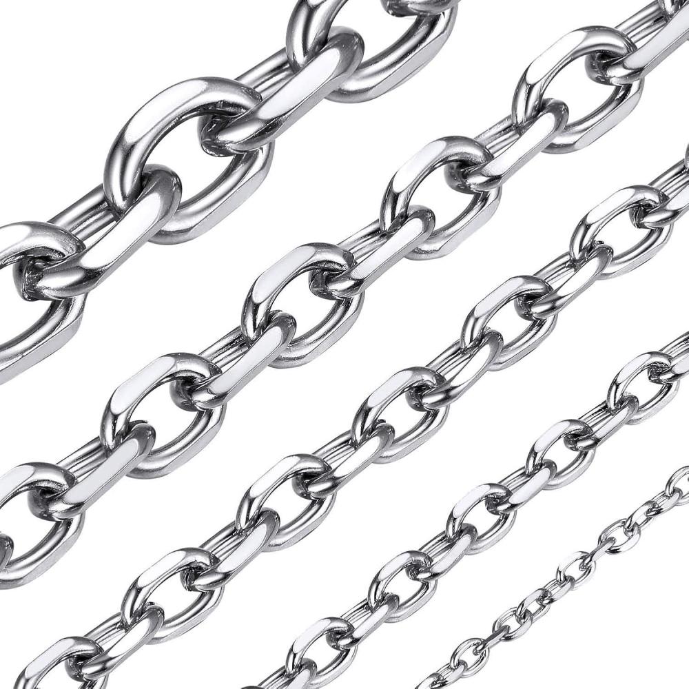 imageChainsHouse Stainless Steel Cable Chain Necklaces for Men Women 3mm5mm7mm9mm12mm 18K GoldBlack Plated Mens Cable Link Chains 18quot30quot Length Send Gift Boxb stainless5mm