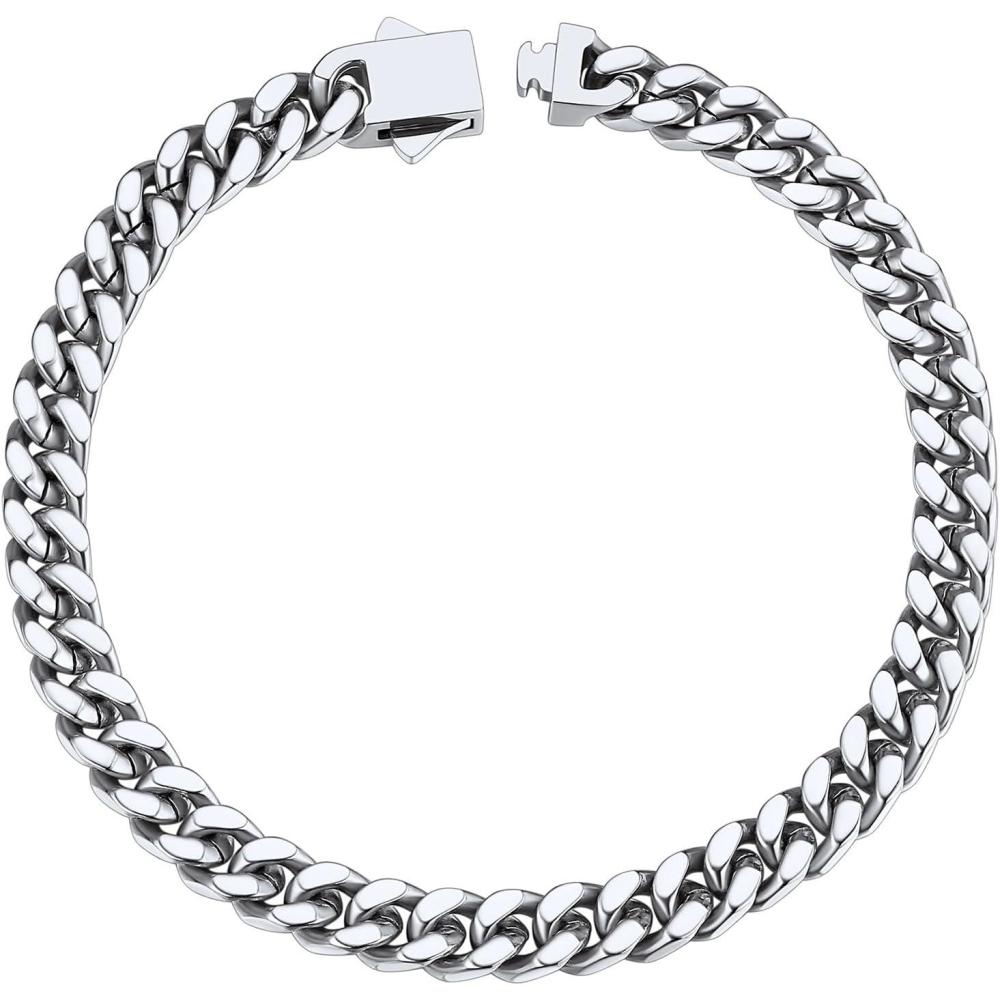 imageChainsHouse Stainless Steel Cuban Link Bracelet for Men 5mm7mm9mm12mm Width 75quot83quot9quot Length Black18K Gold Plated Chain Wrist Bracelets for Men with Gift Boxa 5mm widthsteel