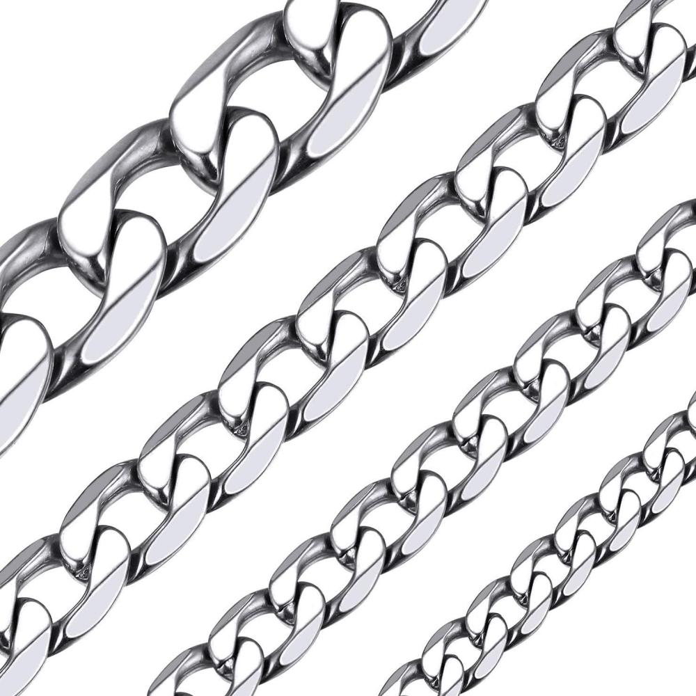 imageChainsHouse Stainless Steel Cuban Link Chain Necklace for Men Women Black14K Gold Plated Flat Cuban Chain 4mm6mm9mm13mm Width Hip Hop Jewelry Mens Cuban Chain 14quot30quot Lengthwith Gift BoxC 9mm widthsteel