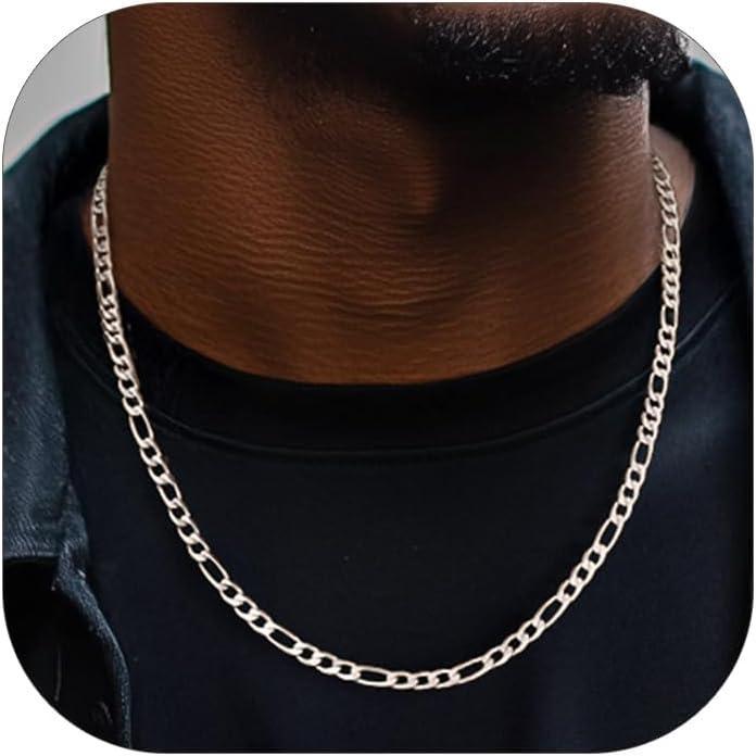 imageChainsHouse Stainless Steel Figaro Chains for Men 4mm6mm9mm13mm Width 1430inch Length Black14K Gold Mens Necklace Chains Send Gift Boxa Figaro ASteel4mm