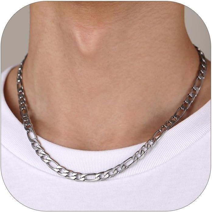 imageChainsHouse Stainless Steel Figaro Chains for Men 4mm6mm9mm13mm Width 1430inch Length Black14K Gold Mens Necklace Chains Send Gift Boxa Figaro ASteel6mm