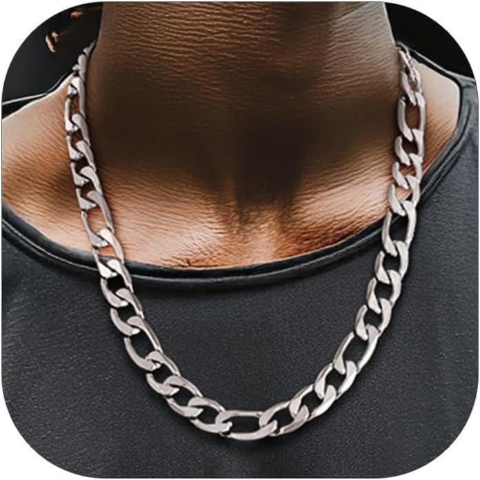 imageChainsHouse Stainless Steel Figaro Chains for Men 4mm6mm9mm13mm Width 1430inch Length Black14K Gold Mens Necklace Chains Send Gift Boxb Figaro ASteel13mm