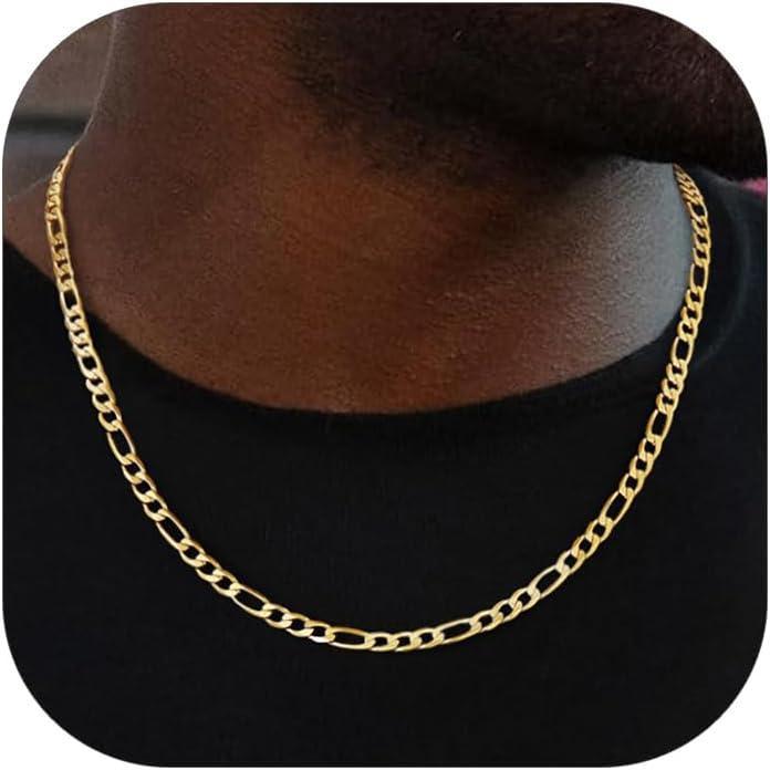 imageChainsHouse Stainless Steel Figaro Chains for Men 4mm6mm9mm13mm Width 1430inch Length Black14K Gold Mens Necklace Chains Send Gift Boxf Figaro AGold4mm