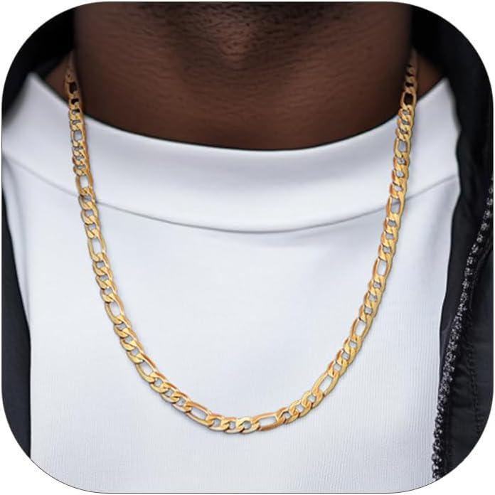 imageChainsHouse Stainless Steel Figaro Chains for Men 4mm6mm9mm13mm Width 1430inch Length Black14K Gold Mens Necklace Chains Send Gift Boxf Figaro AGold6mm