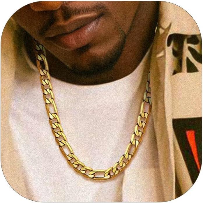 imageChainsHouse Stainless Steel Figaro Chains for Men 4mm6mm9mm13mm Width 1430inch Length Black14K Gold Mens Necklace Chains Send Gift Boxf Figaro AGold9mm