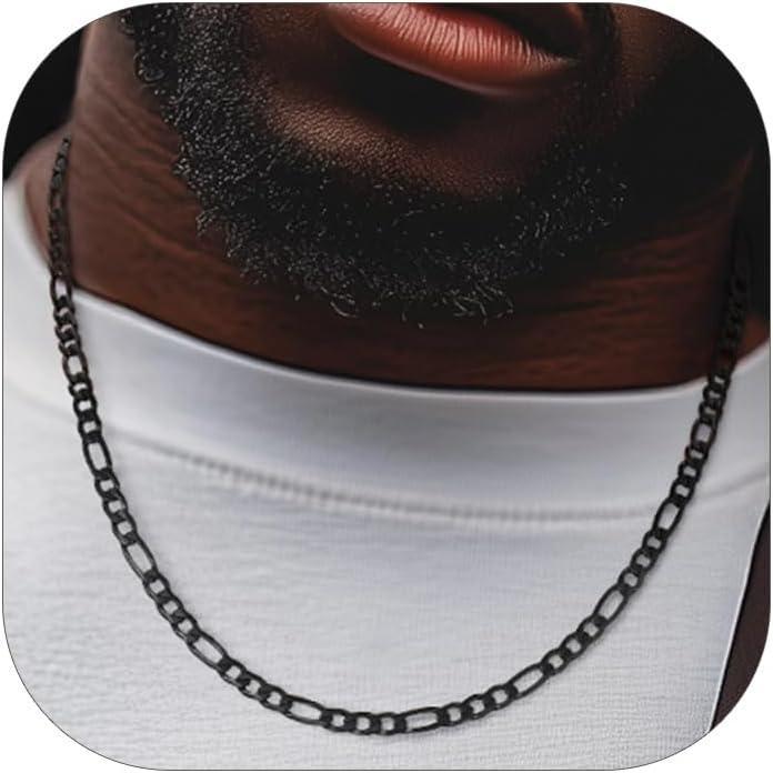 imageChainsHouse Stainless Steel Figaro Chains for Men 4mm6mm9mm13mm Width 1430inch Length Black14K Gold Mens Necklace Chains Send Gift Boxl Figaro ABlack4mm