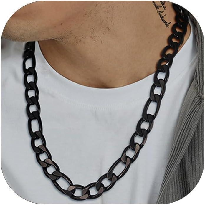 imageChainsHouse Stainless Steel Figaro Chains for Men 4mm6mm9mm13mm Width 1430inch Length Black14K Gold Mens Necklace Chains Send Gift Boxm Figaro ABlack13mm