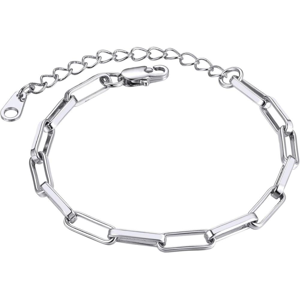 imageChainsHouse Stainless Steel Herringbone Flat Chain Bracelets for Women18K GoldRose GoldBlack Metal PaperclipSnakeCubanFigaro Sterling Silver Link Charm Bracelet 165cm Adjustable With Gift Boxa paperclipplatinumhot