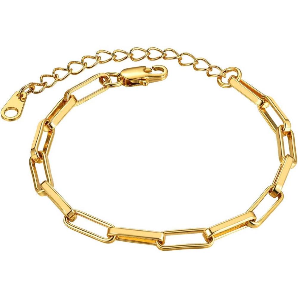 imageChainsHouse Stainless Steel Herringbone Flat Chain Bracelets for Women18K GoldRose GoldBlack Metal PaperclipSnakeCubanFigaro Sterling Silver Link Charm Bracelet 165cm Adjustable With Gift Boxa paperclipgoldhot