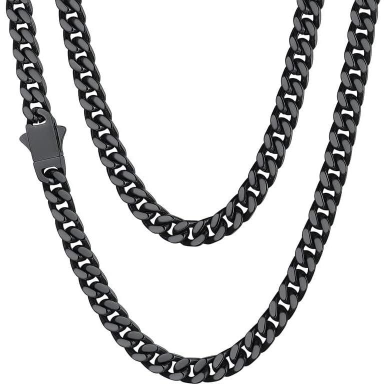 imageChainsHouse Stainless Steel Mens Cuban Link Chain Black 18K Gold Plated Miami Cuban Chain Necklace 5mm7mm9mm12mm14mm Width No Tarnishampamp Durable Hip Hop Mens Jewelry 18quot30quot Send Gift Boxc 5mm widthblack