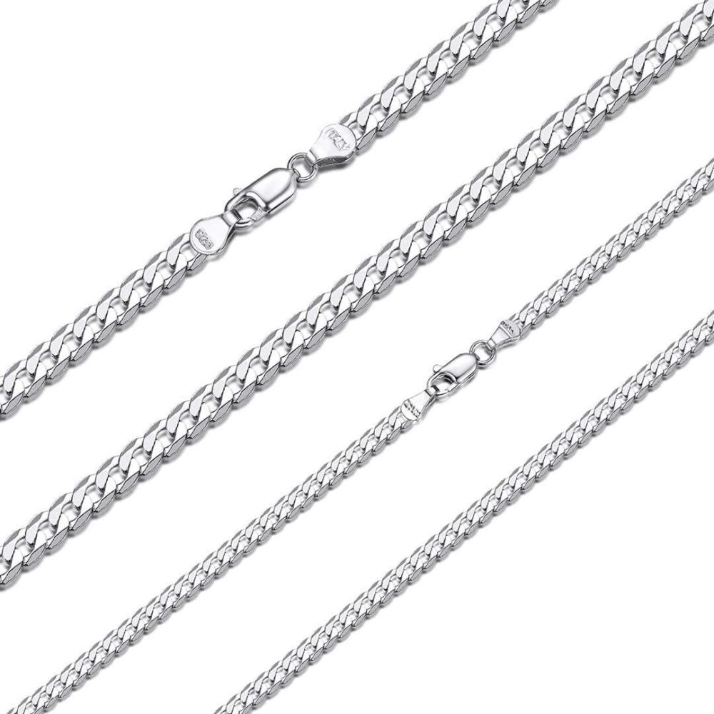 imageChainsHouse Sterling Silver Necklace CubanFigaroTwisted RopeRoloBox Chain No Tarnish Mens Women Jewelry 14quot30quot Send Gift BoxASilver5mmCuban